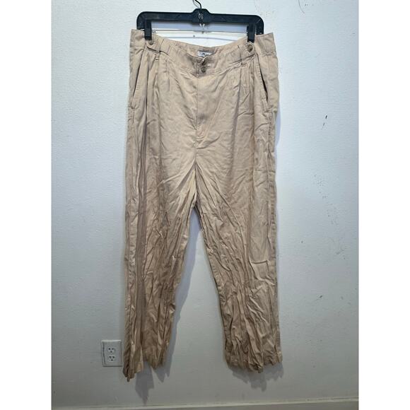 Madewell Beige Tan Relaxed Button Front Relaxed Fit Wide-Leg Pants Size 14 - Picture 2 of 14